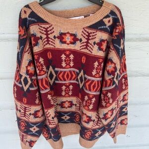 Scandi Girls Elegant Multicolor Patterned Sweater
